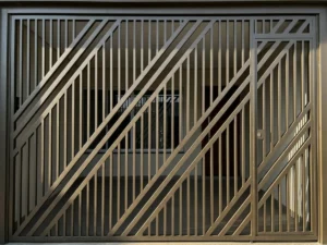 Portão de Aço Tubular Diagonal Bronze