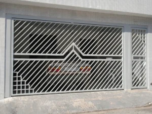 Portão de Aço Tubular Diagonal Prata